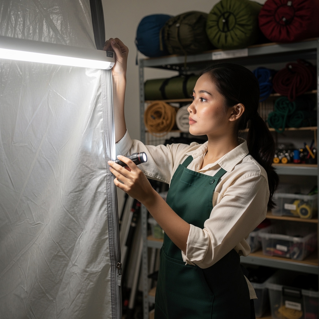Inspeksi perlengkapan outdoor sebelum proses pencucian